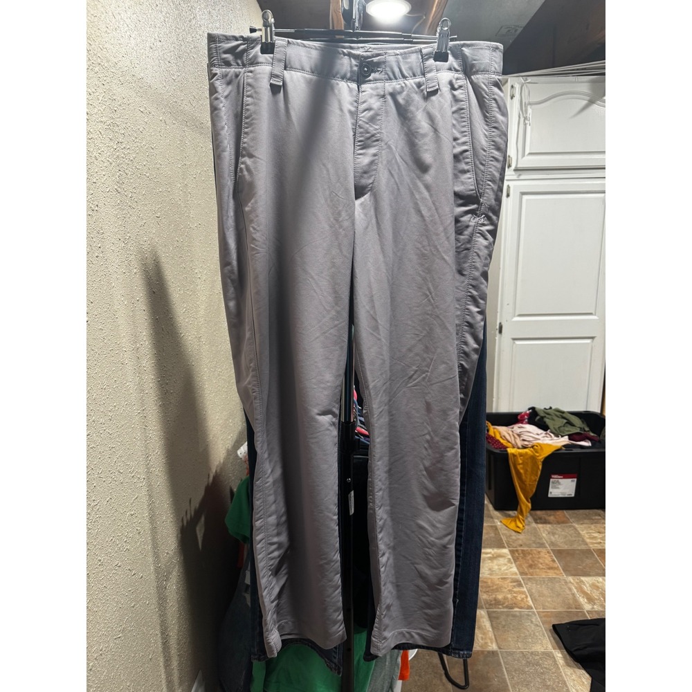 Under Armour Mens Golf Pants Grey Flat Front Performance Trousers 34x30